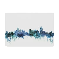 Védjegy képzőművészet' Cincinnati Ohio kék kékeszöld Skyline ' vászon művészet Michael Tompsett