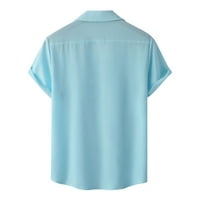 Egyszínű Hajtóka ingek férfiaknak Rövid ujjú blúz felsők zsebekkel téli alkalmi laza pólók