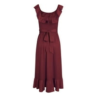 Pedort Női Női Flutter ujjú texturált ruha alkalmi laza ruhák Piros, XL