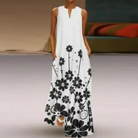 Maxi ruhák Női Női Divat Alkalmi nyomtatás V nyakú ujjatlan Plusz méretű hosszú ruha