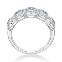 Jay Heart Designs sterling ezüst swarovski divatos kék és fehér szimulált fehér gyémánt zenekar gyűrű