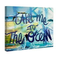 A Wynwood Studio tipográfia és idézi a fali művészet vászonnyomatait, a „Vigye az óceánba” idézetek és mondások - Kék,