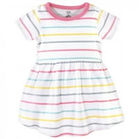 Hudson baba csecsemő és kisgyermek lány pamut rövid ujjú ruhák 2pk, Candy Stripes, 9 hónapos