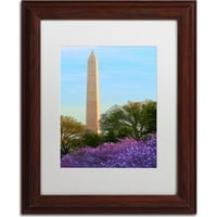 Védjegy Szépművészet Washington Monument Spring vászon művészet, cateyes, fehér matt, fa keret