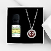 Anavia Angel Wings illóolaj diffúzor kristály nyaklánc aromaterápiás ajándékkészlet - Ezüst nyaklánc és citromfűolaj