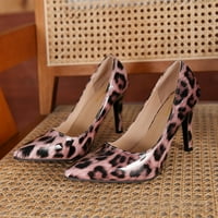 Hegyes Toe leopárdmintás a nők, szabadalmi állat nyomtatási csúszik szoros magas sarkú szokásos ruha cipő