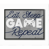 Stupell Industries videojáték -vezérlő Eat Sleep Game Ismételje meg Daped Wall Art Design, Daphne Polselli, 16 20