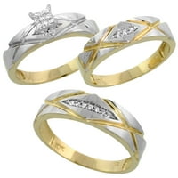 10K sárga arany férfi gyémánt esküvői zenekar gyűrű széles méret 9