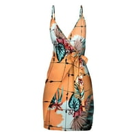 drpgunly ruhák női tavaszi-nyári új V nyakú Multi nyomtatott csipke csomagolva szexi ruha női nyári ruhák komód Narancs
