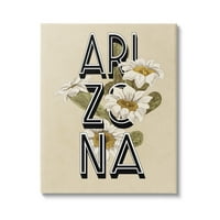 Stupell Industries Arizona Állami Virág Saguaro Blossom Typography Design Grapic Art Galéria csomagolt vászon nyomtatott