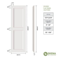 Ekena Millwork 18 W 55 H True Fit PVC Két egyenlő sík panel redőnyök, alapozva