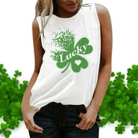 Női St. Patrick ' s Day nyomtatás Tee Ujjatlan kerek nyakú póló mellény póló blúz alkalmi Tartály felsők