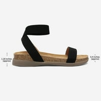 Pár női nyári Elasztikus szíj szandál nyitott Toe Criss-Cross lapos cipő KIMMIE fekete Méret 7.5