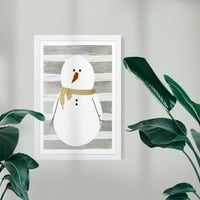 Wynwood Studio Holiday és szezonális keretes fali művészetek 'Hóember' Karácsonyi otthoni dekoráció - szürke, arany,