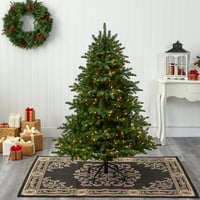 Szinte természetes 5 'zöld lucfenyő mesterséges karácsonyfa előzetes fehér meleg fények