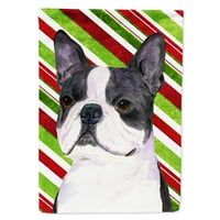 Caroline kincsei SS4585-zászló - szülő Boston Terrier Candy Cane Ünnep Karácsonyi zászló, Többszínű