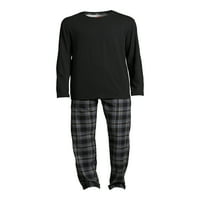 Hanes Men's Slub Jersey Top és Ultra Puha flanel pizsama nadrágkészlet, 2 darab, méret S-5XL