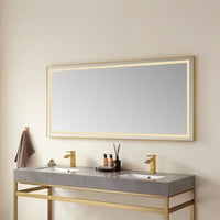 Vinnova Teruel 72 téglalap arany alumínium keretes LED fali fürdőszoba hiúság tükör