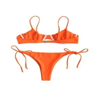 Puloru Női Split Fürdőruha Szett, Egyszínű Nyomtatott Bikini + Csipke Bugyi