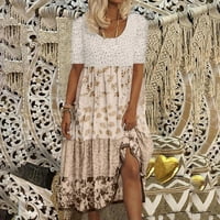 Susanny nyári koktél ruha Boho virágos póló Midi Sundresses nőknek Flowy Rövid ujjú hosszú alkalmi ruhák nőknek Rakott