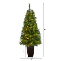 Szinte természetes 5 'ünnepi fenyő mesterséges karácsonyfa, meleg, fehér LED -es lámpákkal