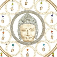 DecMode 27 Arany Fém Beltéri Kültéri díszített Buddha Windchime üveggyöngyökkel és harangokkal