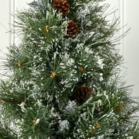 Szinte természetes ft karácsonyfa w tiszta lámpák, matt tippek, fenyőtobozok és zsákvászonzsák
