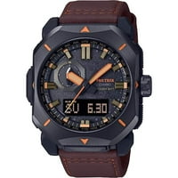 Casio PRW6900YL-férfi Pro Trek Fekete Ana-Digi barna szíj óra