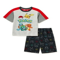 Pokemon Boys' Top és Shorts pizsama szett, 2 részes, 4-10 méret