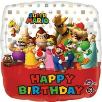 Super Mario Bros Square Születésnapi Léggömbök Super Mario Születésnapi Léggömbök-Gróf