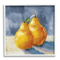 Stupell Industries Classic Yellow Pears finom gyümölcs csendélet Festés Fehér keretes művészet nyomtatott fali művészet,