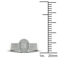 1 2ct TDW Diamond 10K Fehér Arany Dupla Halo Menyasszonyi Szekrény