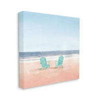Stupell Industries türkiz tengerparti székek pasztell akvarell tengerparti vászon fali művészete, James Wiens, 30 30