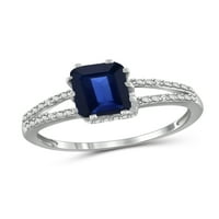 JewelersClub Sapphire Ring Birthstone Jewelry - 2. Karát zafír 0. Sterling ezüst gyűrűs ékszerek fehér gyémánt akcentussal