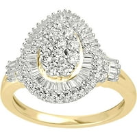 Carat T.W. Gyémánt 10KT sárga arany körte alakú divatgyűrű