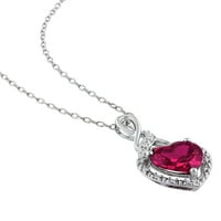 4- Carat T.G.W. A szívvágás által létrehozott Ruby és Carat T.W. Gyémánt sterling ezüst 2-pc szívcsavaró gyűrű és medál