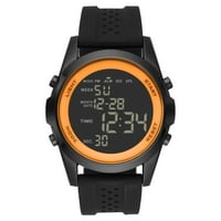 George Men's Digital Watch: Gunmetal tok, narancssárga előlap, fekete szilikon zenekar