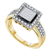 10K sárga arany hercegnő gyémánt Halo divat gyűrű Cttw