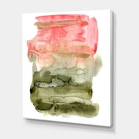 Designart 'piros rózsaszín és zöld absztrakt felhők' Modern Vászon Wall Art Print