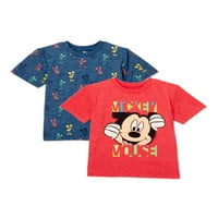 Disney Mickey Mouse Boys Big Face Mickey & MINDEN Overprint Graphic Póló, Pack, Méret 4-18