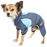 Kisállat élet ons aktív 'Fur-Breeze' közepes súlyú 4-Way-Stretch teljes test kapucnis kutya jóga pulóver
