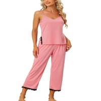 Egyedi alku nők női női cami top capri pizsama set lágy modális csipke díszítés alváskészletek