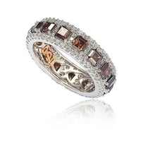 Gyűjtemény sterling ezüst köbös cirkónium -os barna és fehér modern évforduló gyűrű