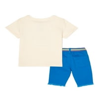 Gyerekek a Garanimals Girls grafikus pólóból és a Bermuda rövidnadrágból, 2 darabos ruhákból, Méretek 4-10