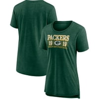 Női fanatikusok márkás Heathered Zöld Green Bay Packers nyak és nyak Scoop nyak póló
