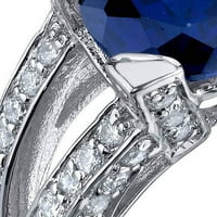 3. A CT Round Blue Sapphire Ring Sterling ezüstben létrehozott