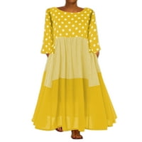 Cindysus női Laza Legénység nyak ruha Női a vonal Maxi ruhák Swing Party pöttyös szexi ruhák sárga 5XL