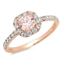 1. ct ragyogó hercegnő vágott szimulált rózsaszín gyémánt 14K Rózsa arany Halo pasziánsz ékezetes gyűrű SZ 6.25