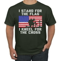 Vad Bobby, állok a zászlóért térdelek a keresztért Americana American Pride Men grafikus póló, erdő zöld, 3XL