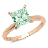 1.0 ct hercegnő vágott zöld szimulált gyémánt 18K rózsaszín rózsa arany gravírozás nyilatkozat évforduló eljegyzés